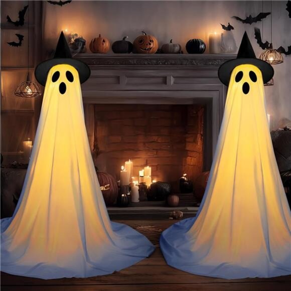 2 Packs 47'' Halloween Decorations Outdoor Standing Ghost, Light Up - Picture 7 of 8
